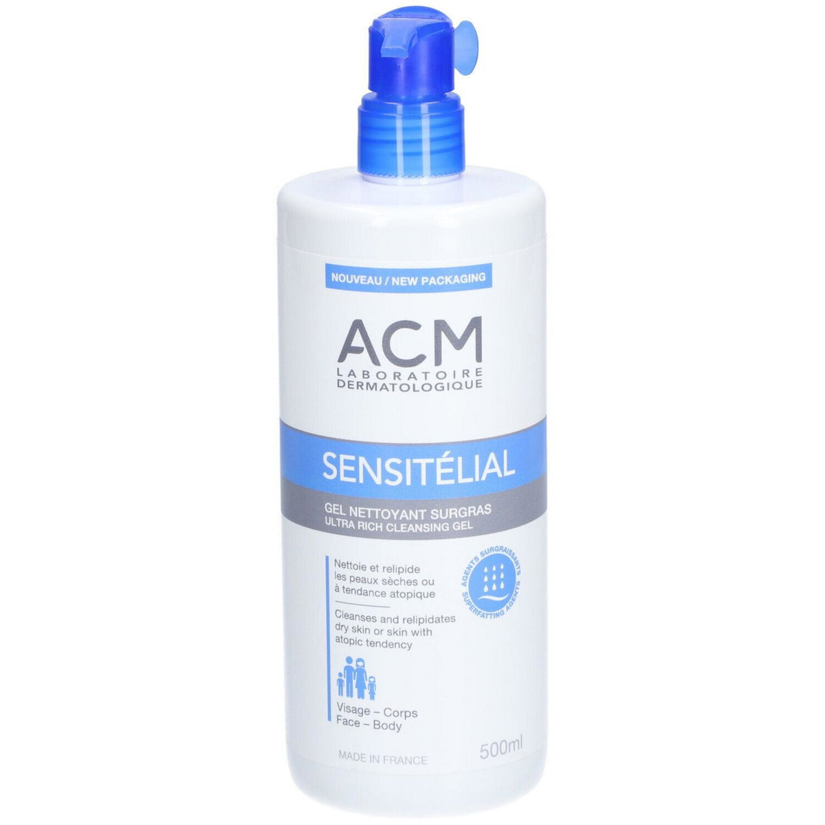 Laboratoire ACM, Sensitelial, Cleansing, Shower Gel, Very Dry To Potentially Atopic Sensitive Skin, 500 ml