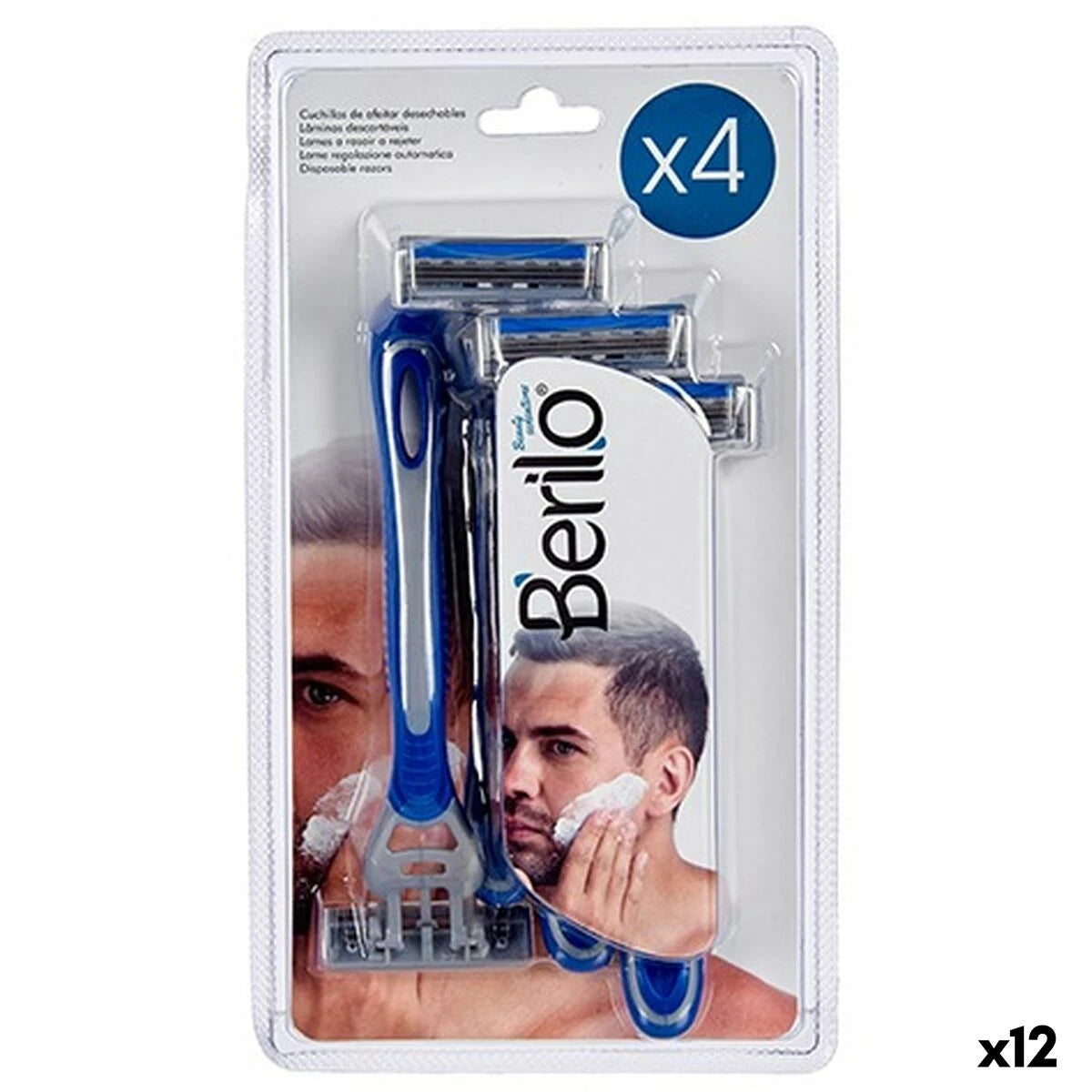 Disposable Razor Berilo 4 Pieces (12 Units) for Men product packaging