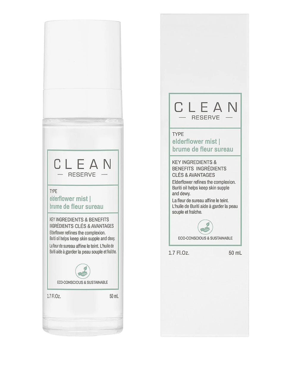 Clean, Reserve - Elderflower, Moisturizing, Mist Spray, For Face, 50 ml