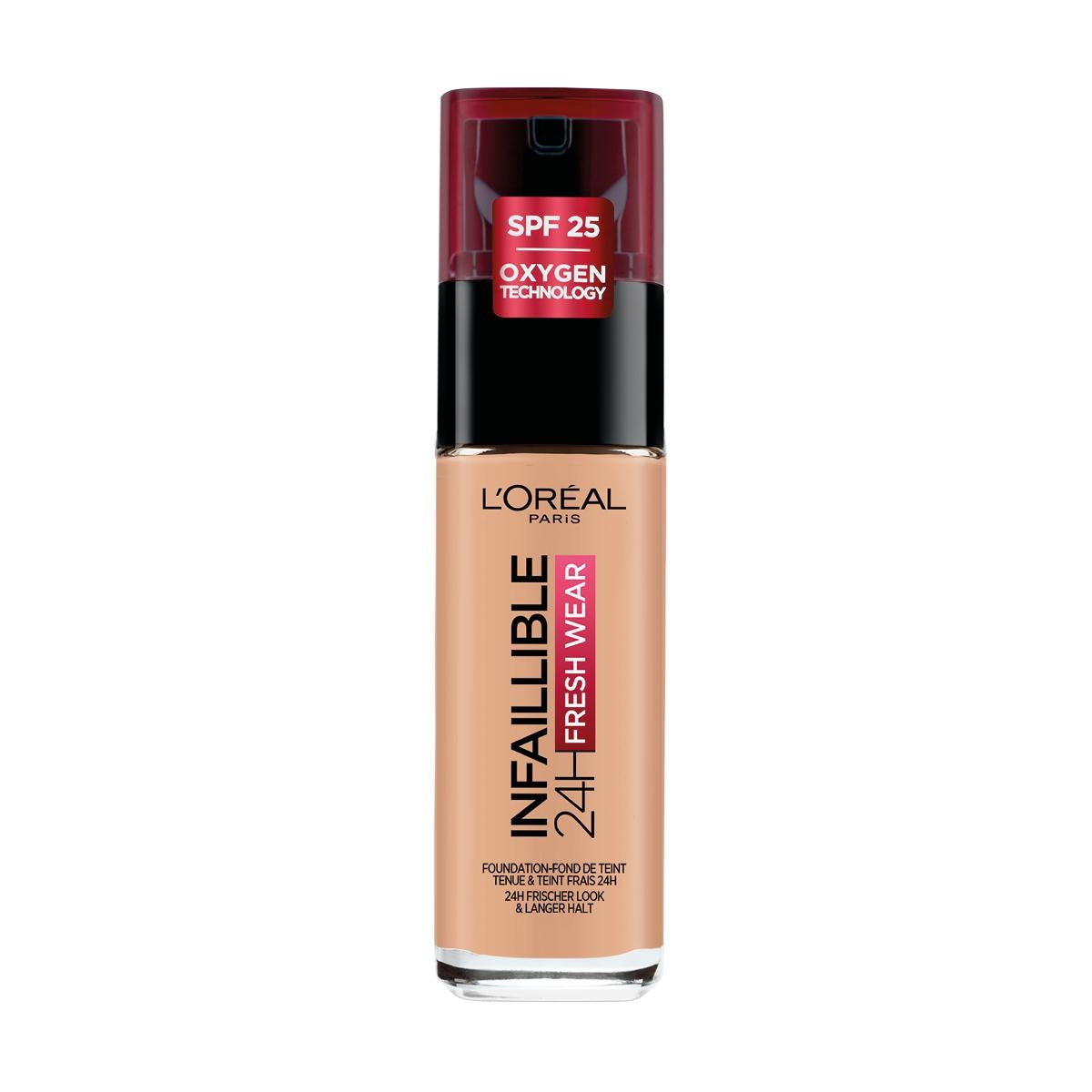 L'Oreal Paris, Infaillible 24h Fresh Wear, All-Day Wear, Liquid Foundation, 235, Honey, SPF 25, 30 ml