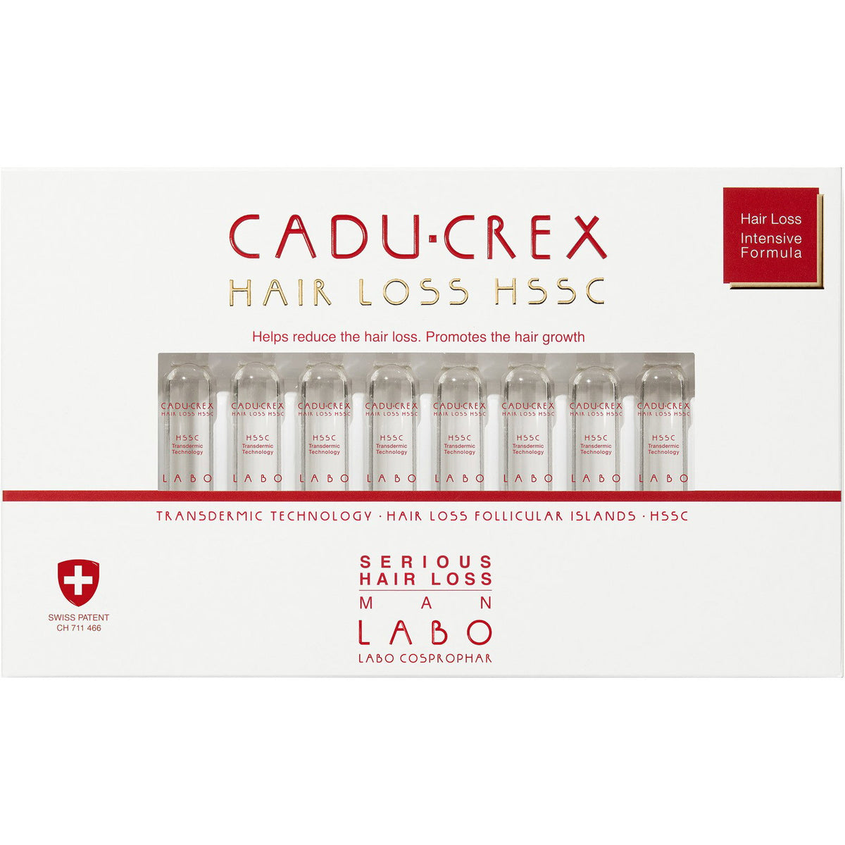 Labo Suisse, Cadu-Crex Severe Stage, Anti-Hair Loss, Ampoules Treatment Serum, For Scalp, For Men, 40 pcs, 3.5 ml