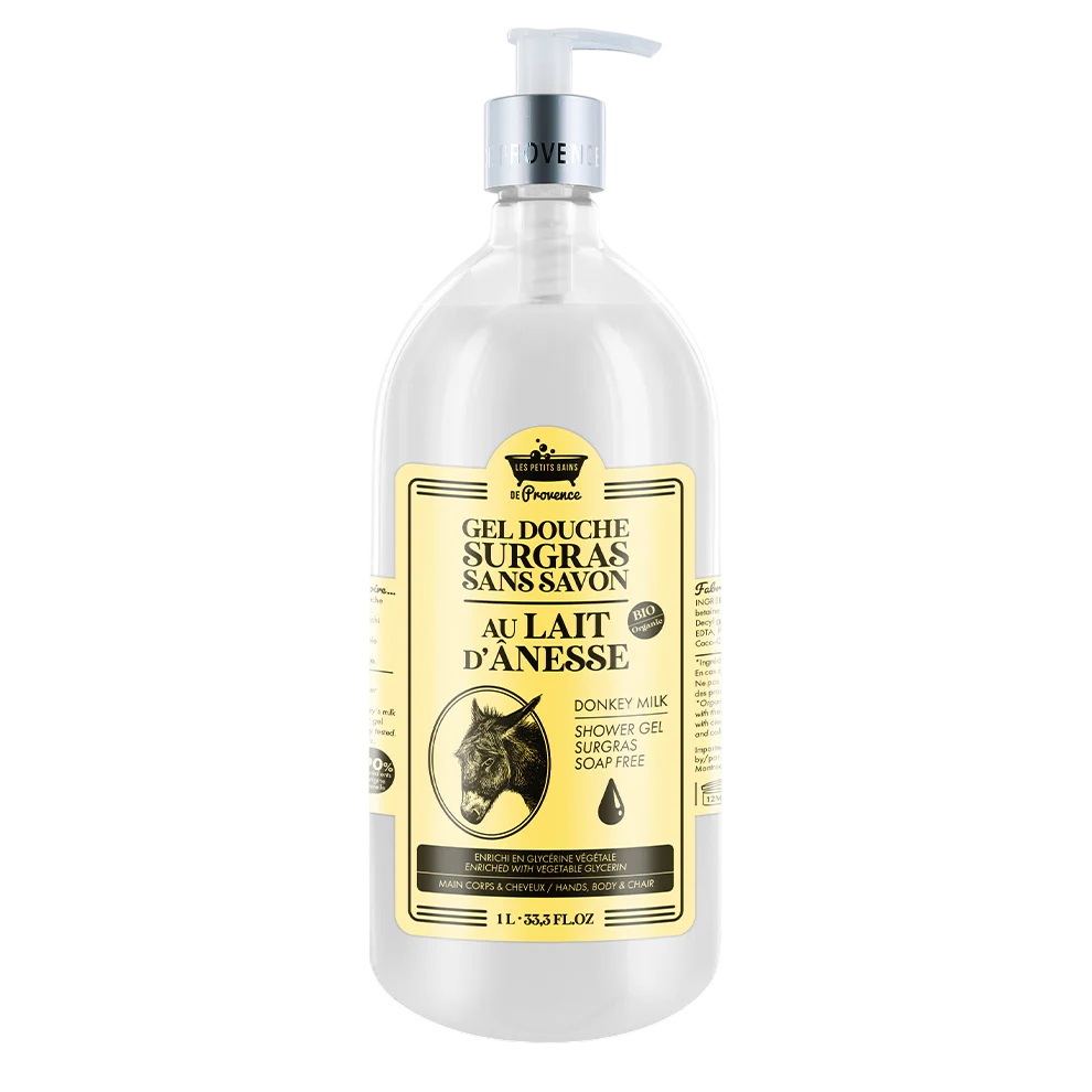 Les Petites Bains de Provence, Donkey Milk, Shower Gel, For Body, Face & Hair, For Sensitive Skin, 1000 ml