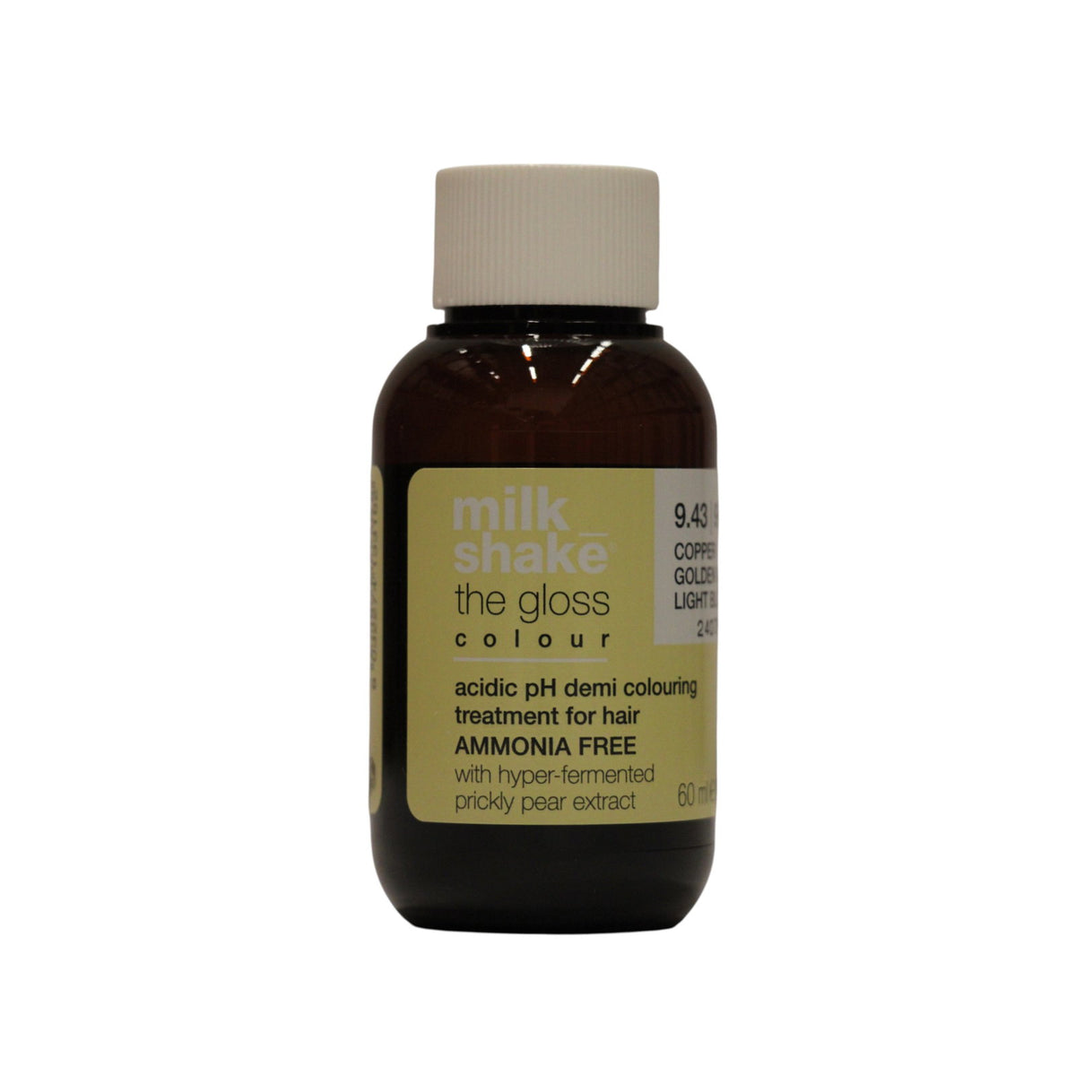 milk_shake The Gloss Półtrwała farba do włosów o kwaśnym pH 9.43 Bardzo jasny miedziano-złoty blond 60 ml