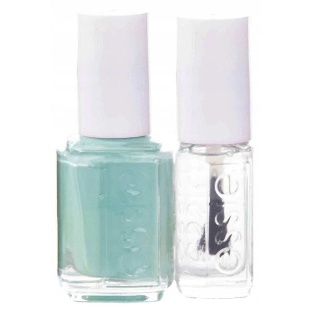 Set Essie: Nail Enamel, Vegan, Glossy Shine Finish, Nail Polish, 99, Mint Candy Apple, 13.5 ml + Nail Care - Good To Go, Top Coat, Nail Strengthening Lacquer, 5 ml