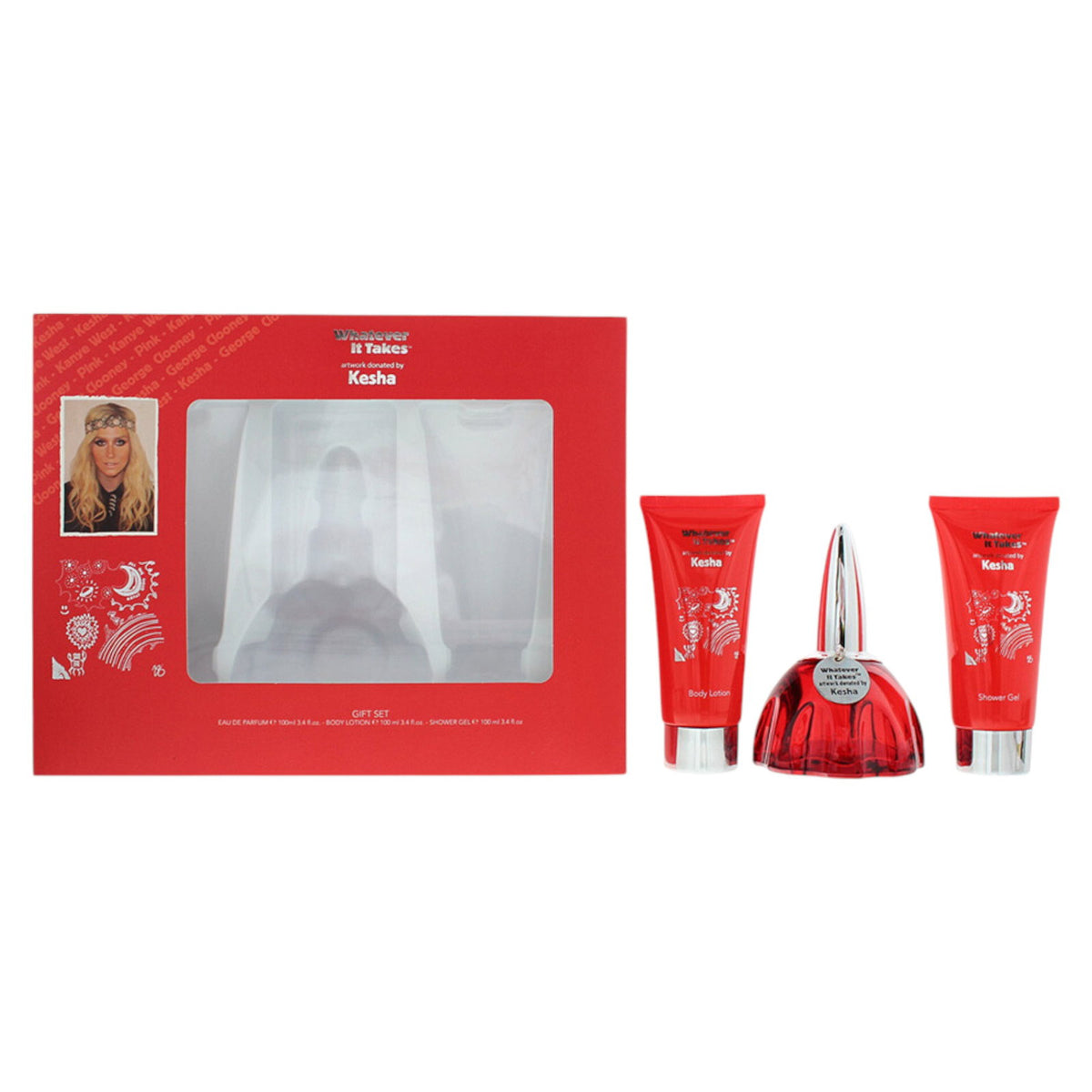 Set Kesha: Whatever It Takes, Eau De Parfum, For Women, 100 ml + Whatever It Takes, Hydrating, Body Lotion, 100 ml + Whatever It Takes, Hydrating, Shower Gel, All Skin Types, 100 ml