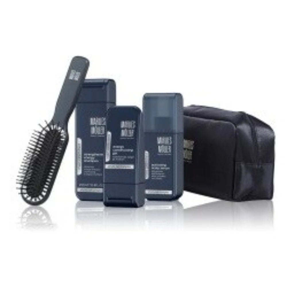 Set Marlies Moller: Marlies Moller, Hair Styling Gel, Flexible Hold, 100 ml + Marlies Moller, Hair Shampoo, Energizing, 200 ml + Marlies Moller, Paddle, Hair Brush