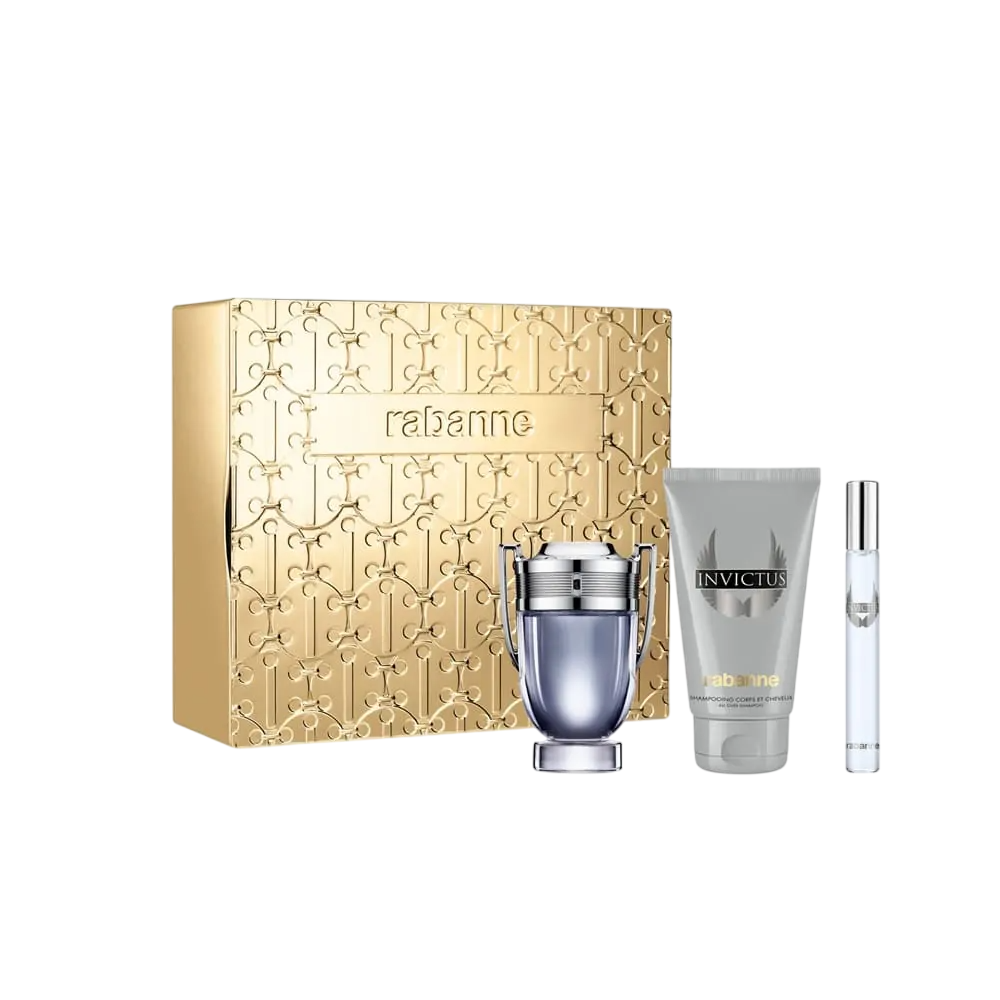 Set Paco Rabanne: Invictus, Eau De Toilette, For Men, 50 ml + Invictus, Eau De Toilette, For Men, 10 ml + Invictus, Shower Gel, For All Skin Types, 100 ml