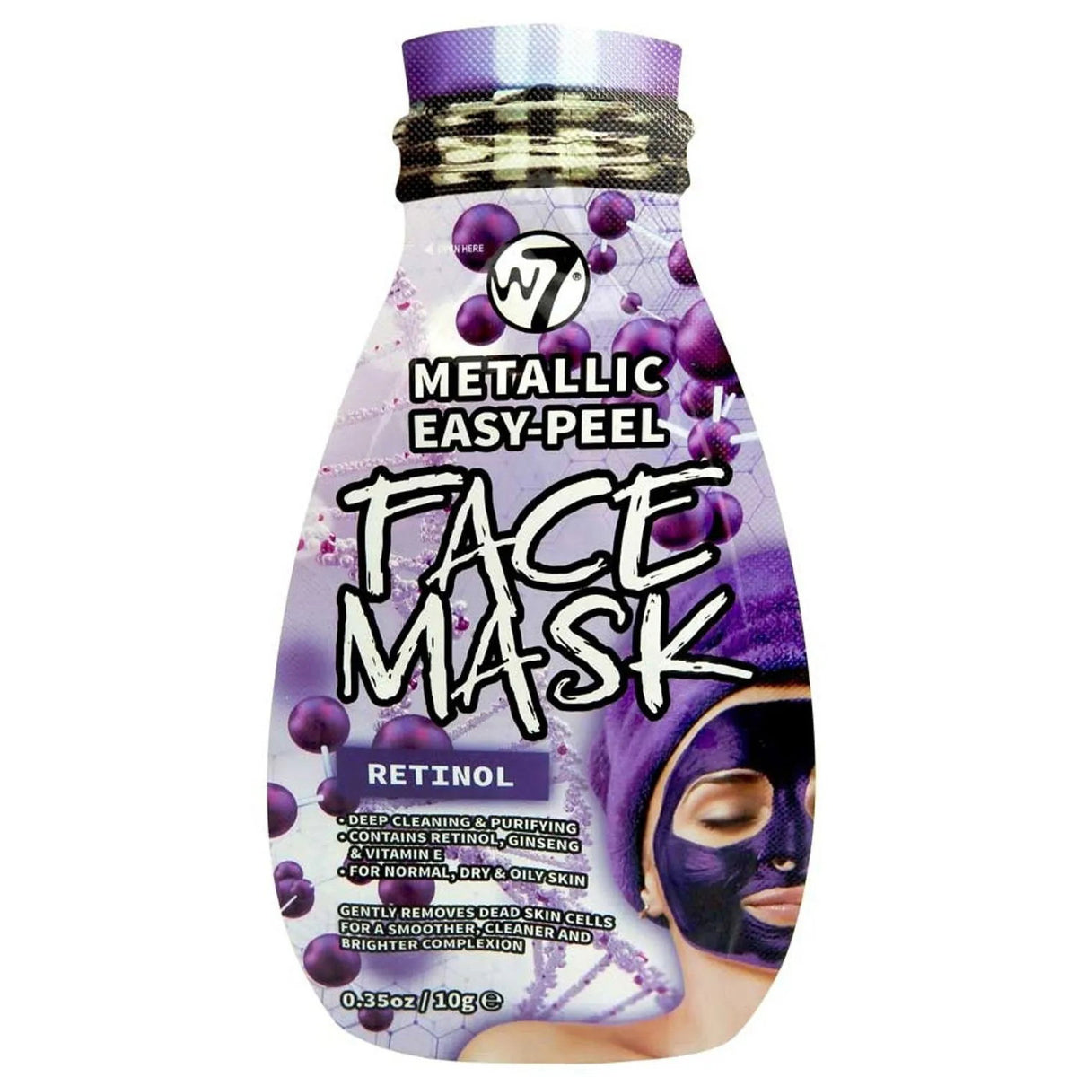 W7, Metallic Easy-Peel Retinol, Peel-Off Mask, Face, 10 g